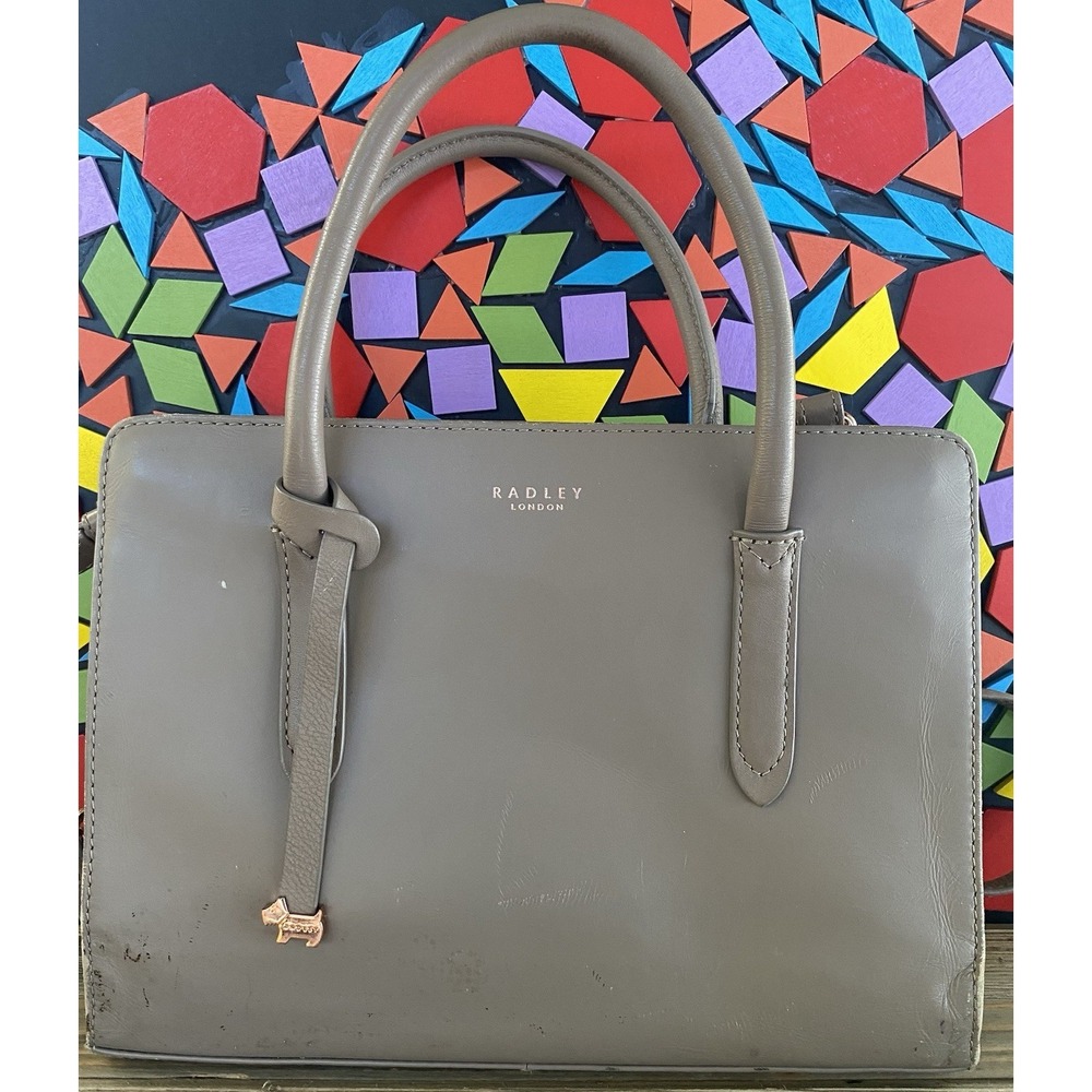 Radley‎  Arlington Court Gray Leather Tote Bag Dustbag Preppy